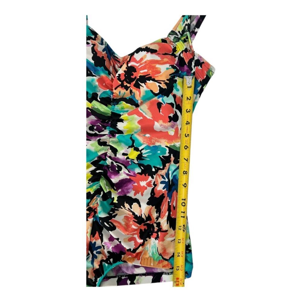 VTG Maxine of Hollywood Sz 14 Floral One Piece Swimsuit Beach Vacation Slimming - Picture 9 of 12